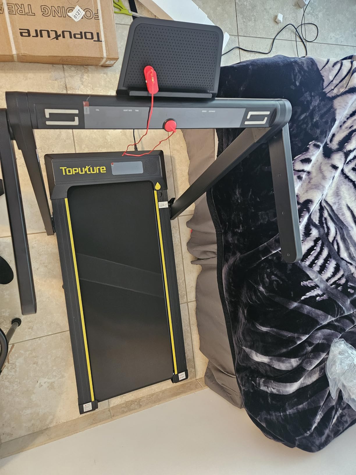 TOPUTURE Walking Pad Treadmill with 12% Incline, 4 in 1 Foldable Treadmill with Handle Bar for Home/Office, Under Desk Treadmills Portable Folding Walking Pad with App & Bluetooth Speaker, 0.6-10MPH customer photo 1