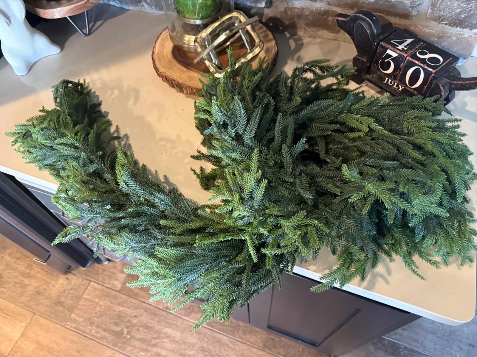 9FT Christmas Norfolk Pine Garland Deluxe Real Touch for Mantle Decor | Artificial Realistic Thick Greenery Garland for Table Staircase Fireplace Porch Window Indoor Outdoor Xmas Decoration customer photo 1