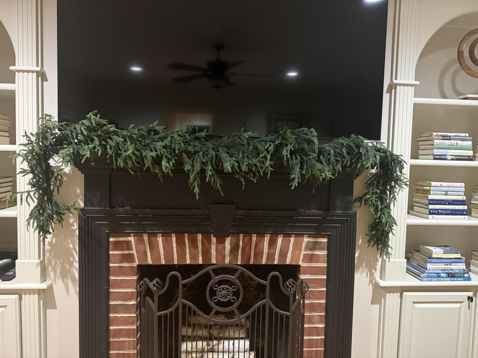 9FT Christmas Norfolk Pine Garland Deluxe Real Touch for Mantle Decor | Artificial Realistic Thick Greenery Garland for Table Staircase Fireplace Porch Window Indoor Outdoor Xmas Decoration customer photo 2