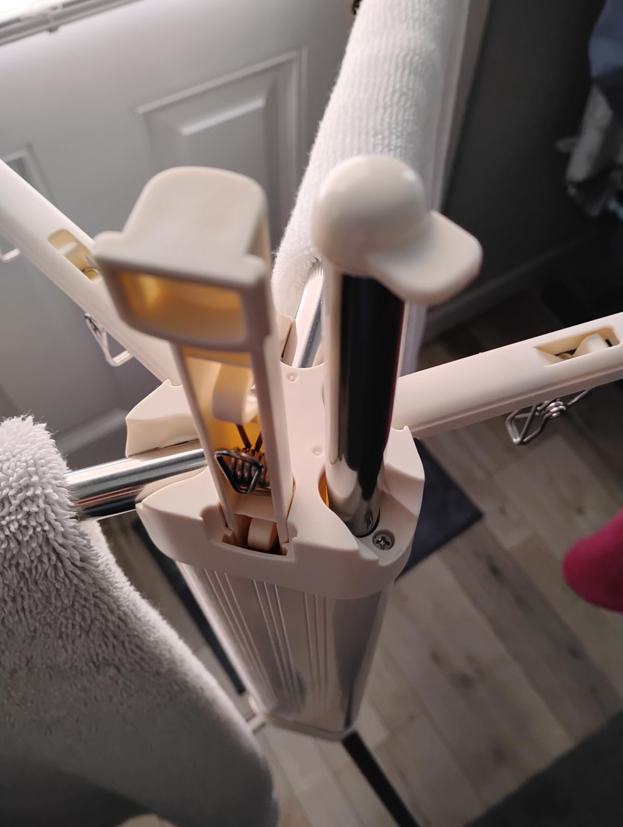 Foldable Tripod Clothes Drying Rack for Balcony, Hotel, Apartment, Bedroom | Portable Drying Rack Clothing Laundry Drying Rack for Travel, Camping with 3 Tent Pegs, Steel Frame with 12 Clips, Windproof customer photo 2