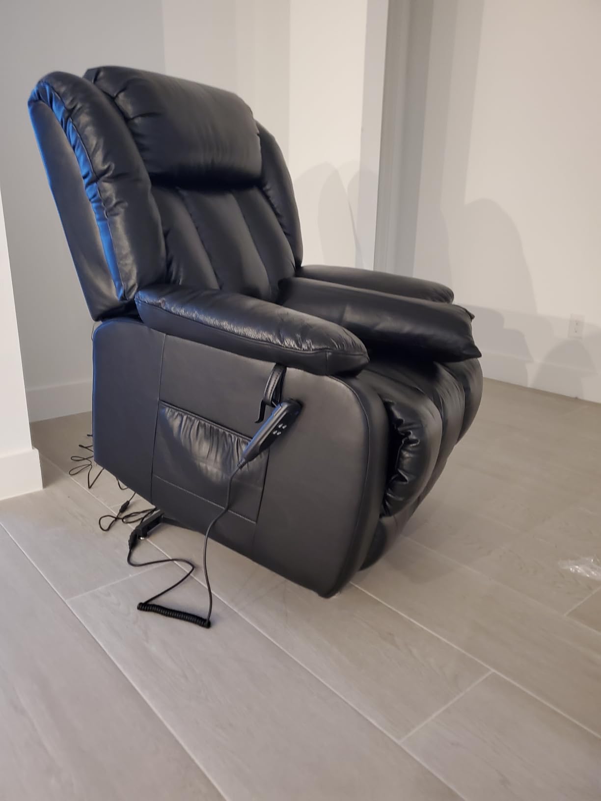 EDILLY X Large Genuine Leather Power Lift Recliner Chairs for Elderly | Dual Motor with Massage and Heating, with Double Lumbar Cushion and Extended Footrest, USB Port&Type-C Port and Remote, Brown customer photo 1