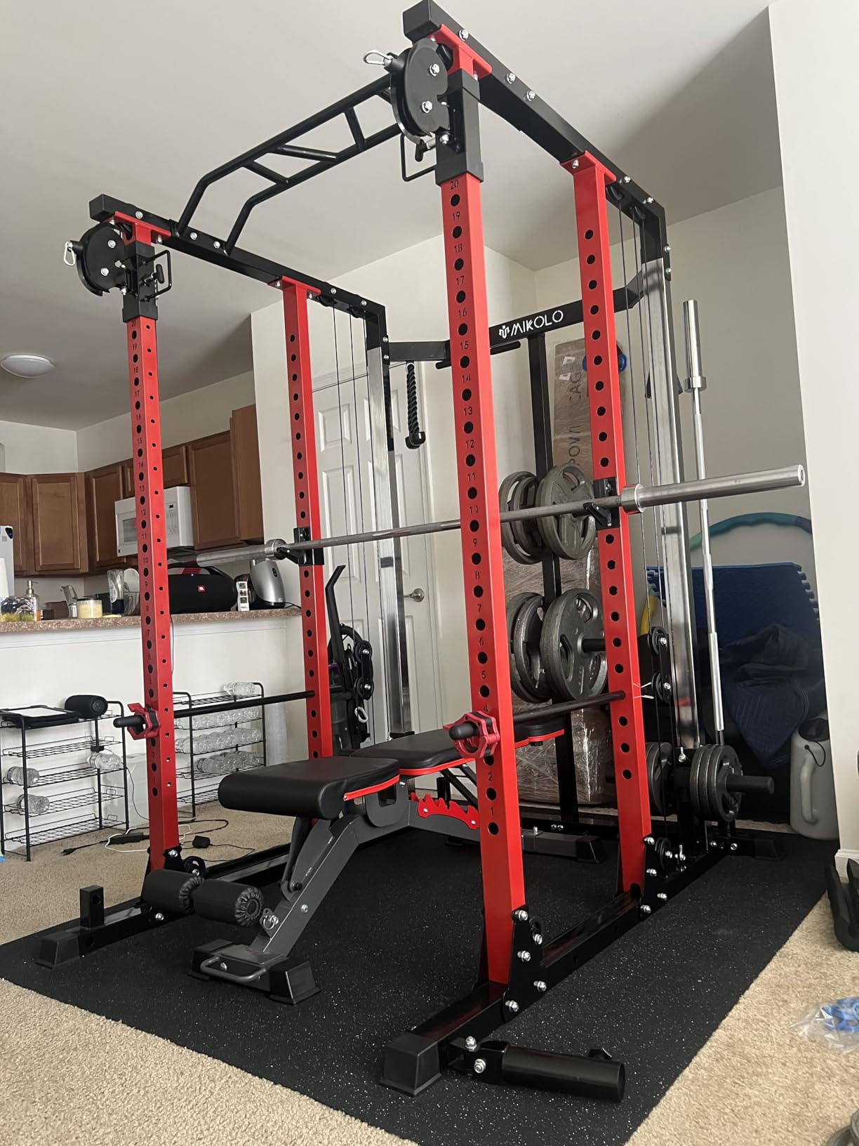 Mikolo K6 2.0 Power Cage, Power Rack with Cable Crossover System, 2000LBS Squat Rack with LAT Pull Down System, Functional Trainer with Aluminum Pulley System for Home Gym customer photo 1