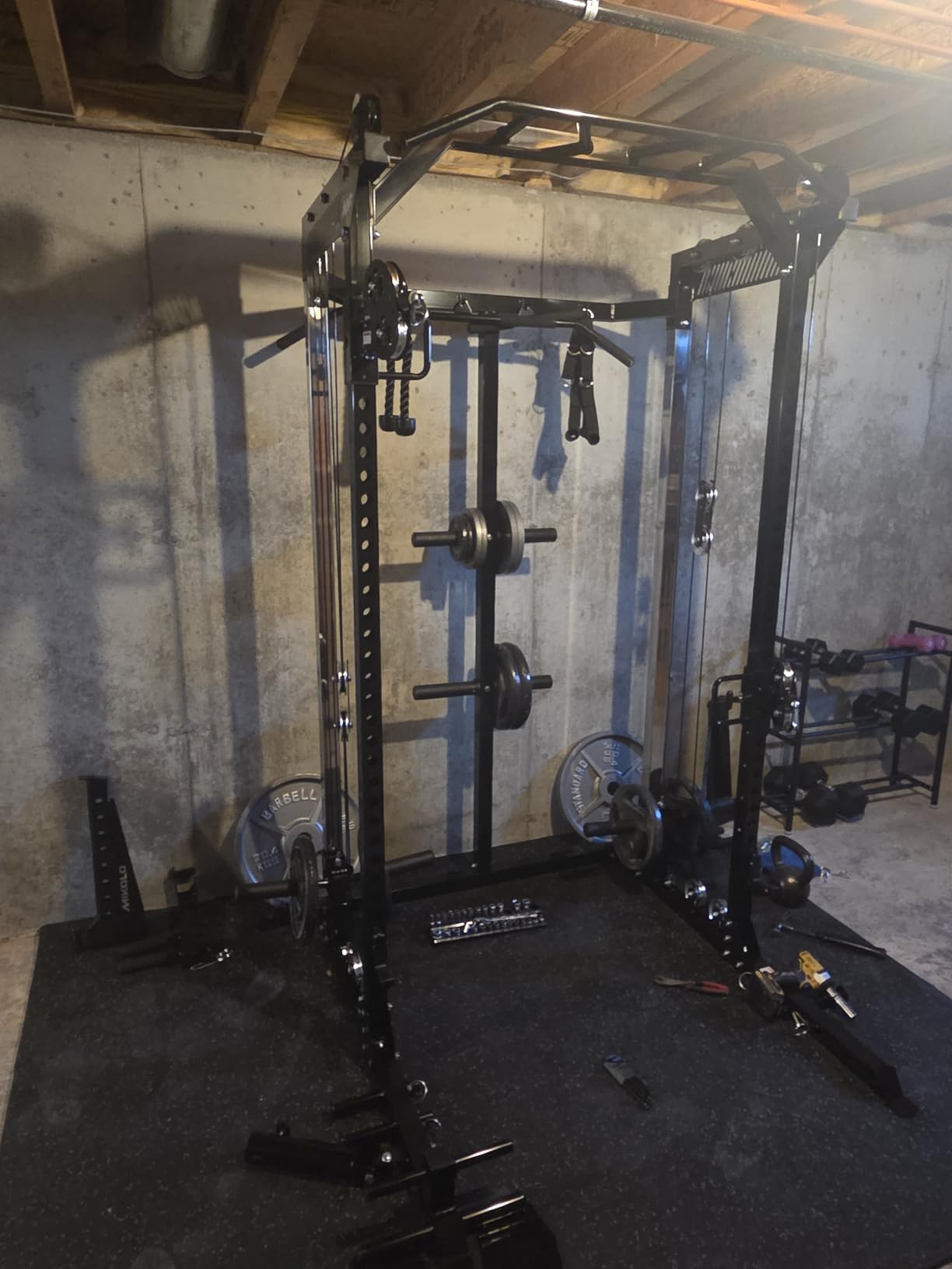 Mikolo HR06 Power Cage with Aluminum Pulleys, 2000LB Power Rack with Independent Dual Pulley System, Multi-Function Home Gym Workout Machine for Cable Crossover customer photo 2