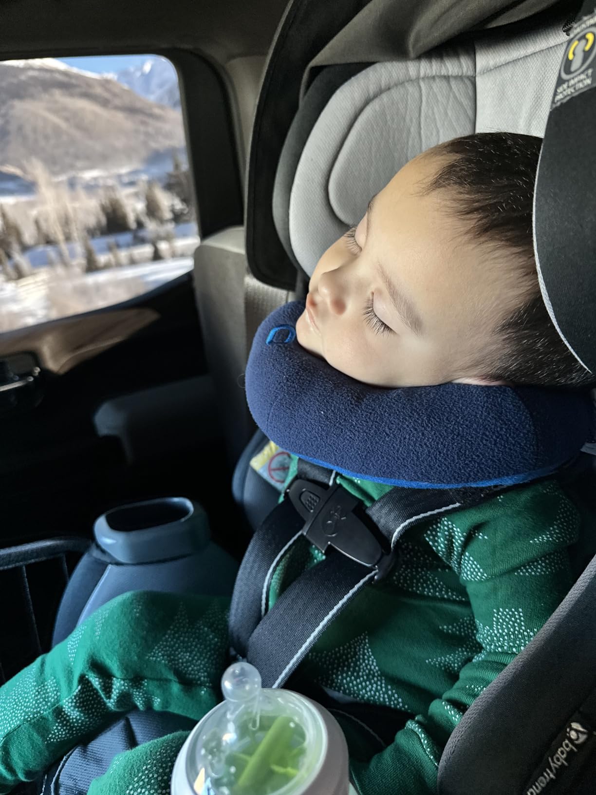 BCOZZY Kids Travel Neck Pillow (3-7 Y/O)- Patented Soft Toddler Pillow for Head & Chin Support in Car Seat, Airplane, and Road Trip Sleeping. Adjustable Size. Fully Washable. Carry Bag. Small, Navy customer photo 1