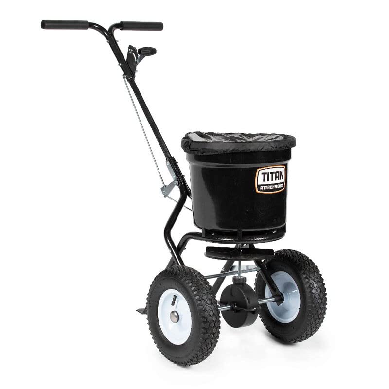 Titan Attachments 50 lb Professional Fertilizer Push Broadcast Spreader, Spreads 10 to 12 FT, Lawn Care and Ice Melter, Yard Tool customer photo 1