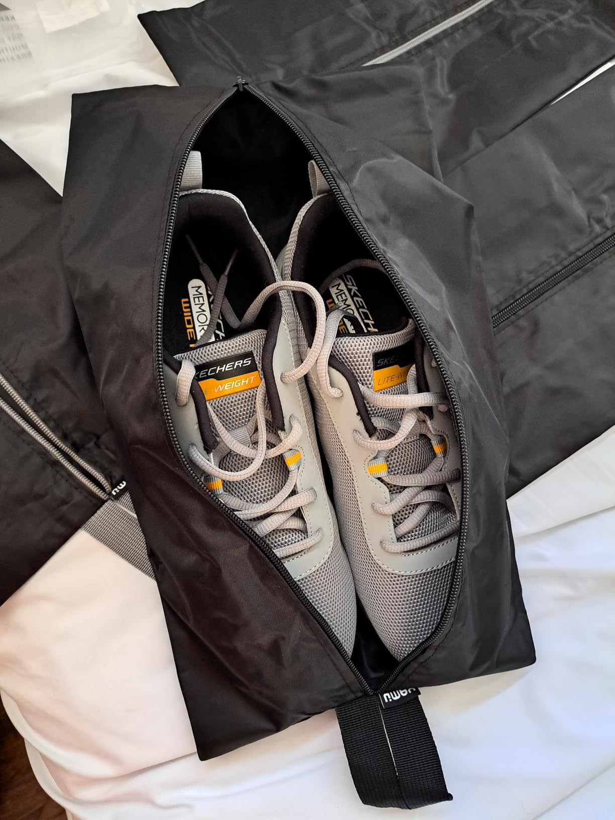 YAMIU Travel Shoe Bags Set of 4 Waterproof Nylon with Zipper for Men & Women, Black customer photo 2