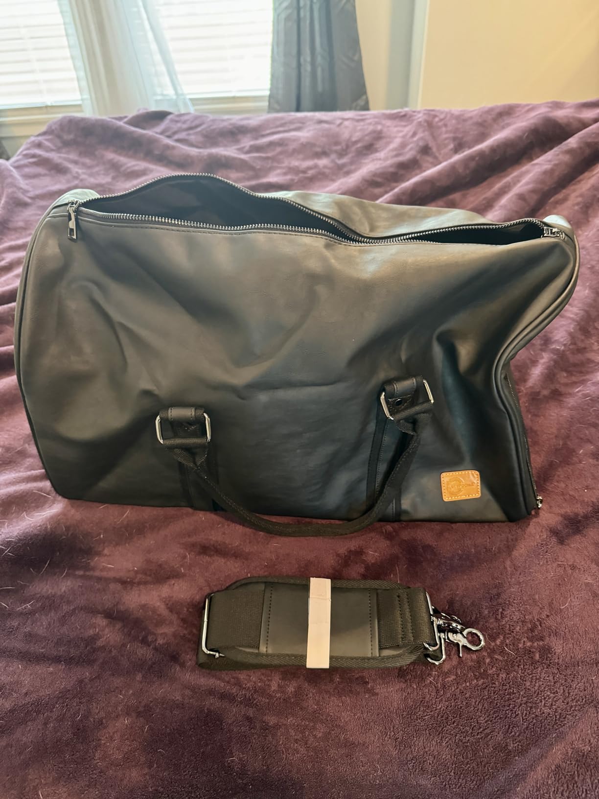 Leather Travel Bag with Shoe Pouch, Waterproof Weekender Overnight Bag, Carry On Duffel Bag for Men Women-Black customer photo 1