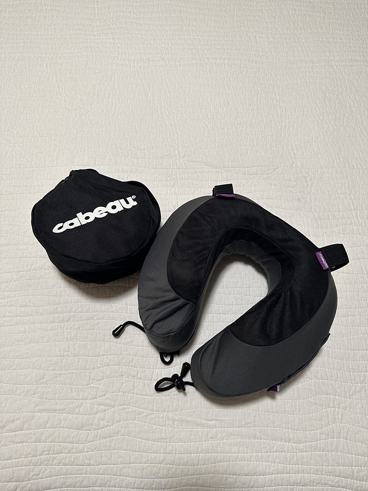 Cabeau Evolution S3 Travel Pillow - Memory Foam Neck Pillow for Airplane and Long Flights with Seat Straps for Head and Neck Support, 360 Degree Support (Steel Grey) customer photo 2