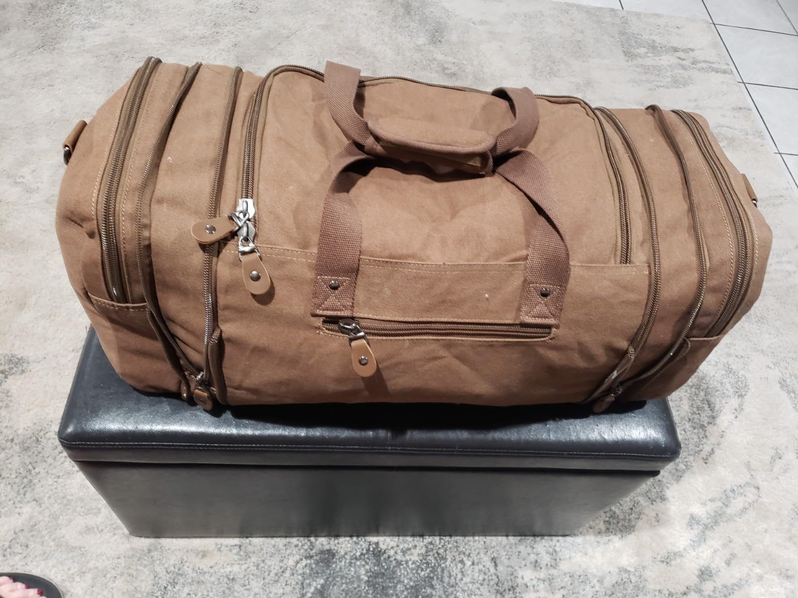 Gonex Canvas Duffle Bag, Expandable 60L Travel Overnight Weekender Bag customer photo 2