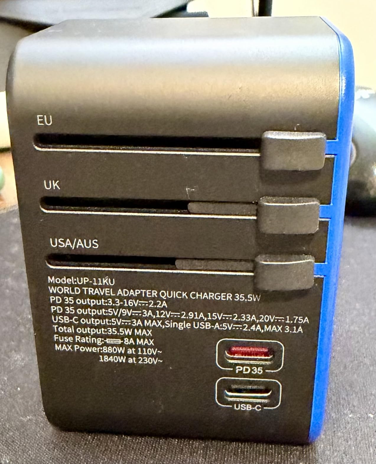 Ceptics European Plug Adapters Combo - Type C, E/F - USB-A + USB-C customer photo 2