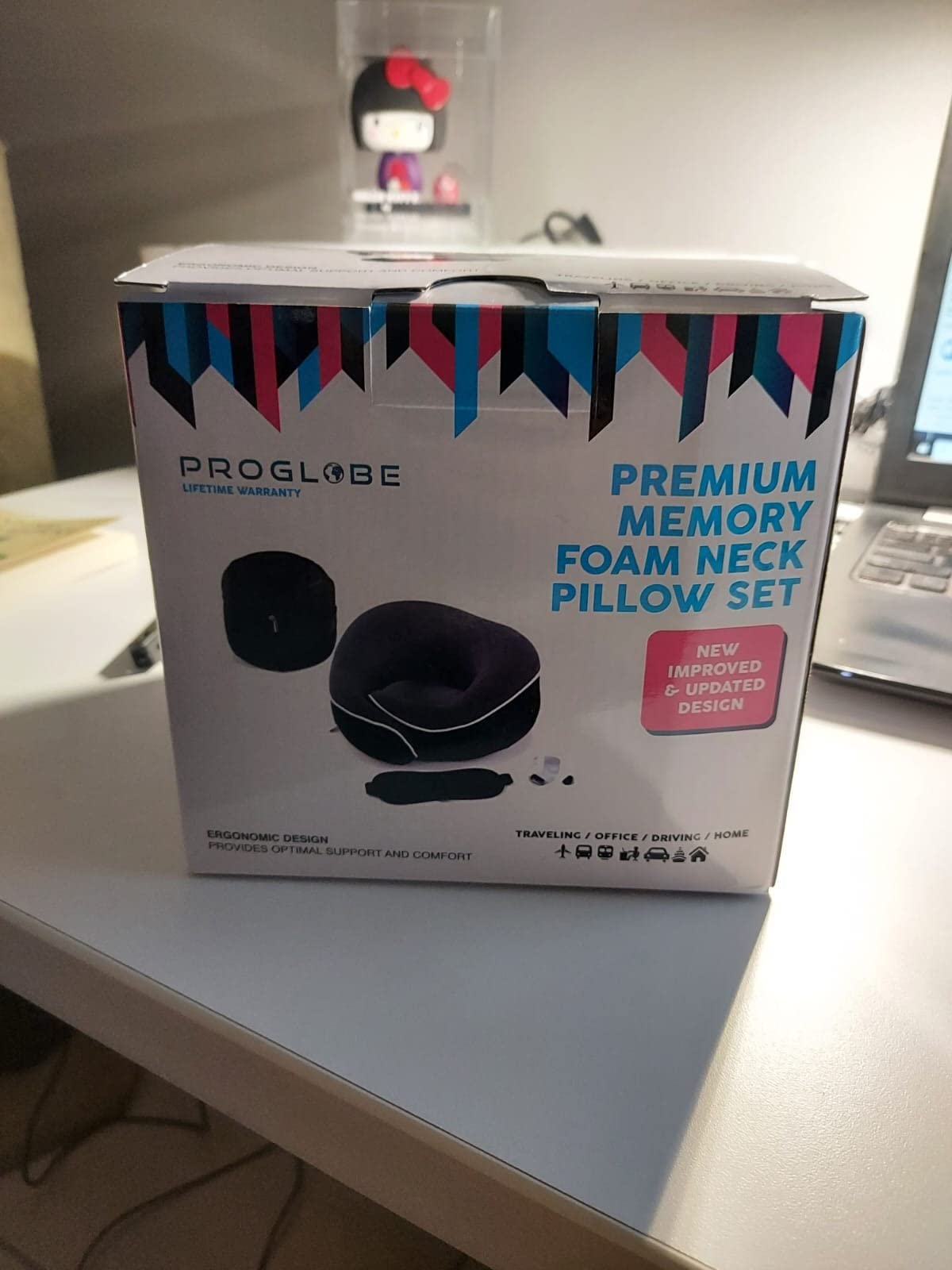 Proglobe Travel Neck Pillow for Airplanes, Long Haul Flight Kit, Grey customer photo 1