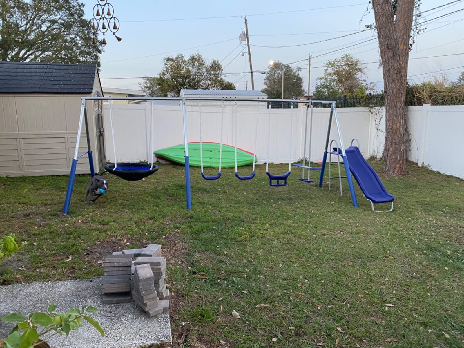 Fun Forever - 8 User Metal Swing Set for Backyard with Slide, 800lbs. Max customer photo 1