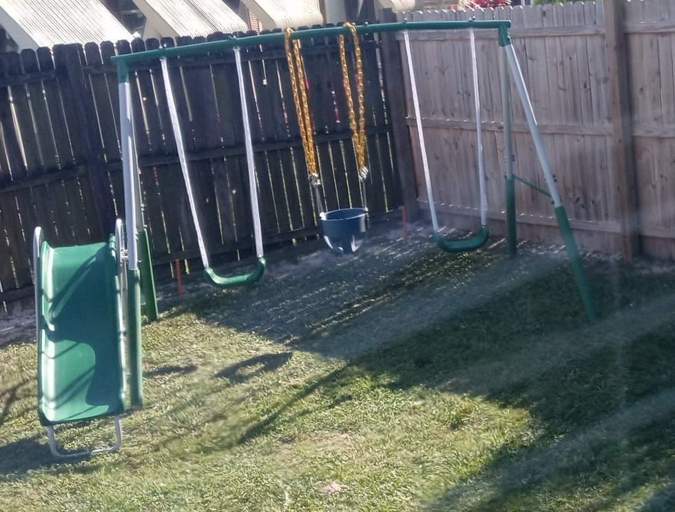 Sportspower Outdoor Backyard 400lbs My 1st Metal Swing Set for Kids 3-8 with Trapeze, on 5ft Slide, 6.1ft Durable Steel Frame – Amazon Exclusive customer photo 2