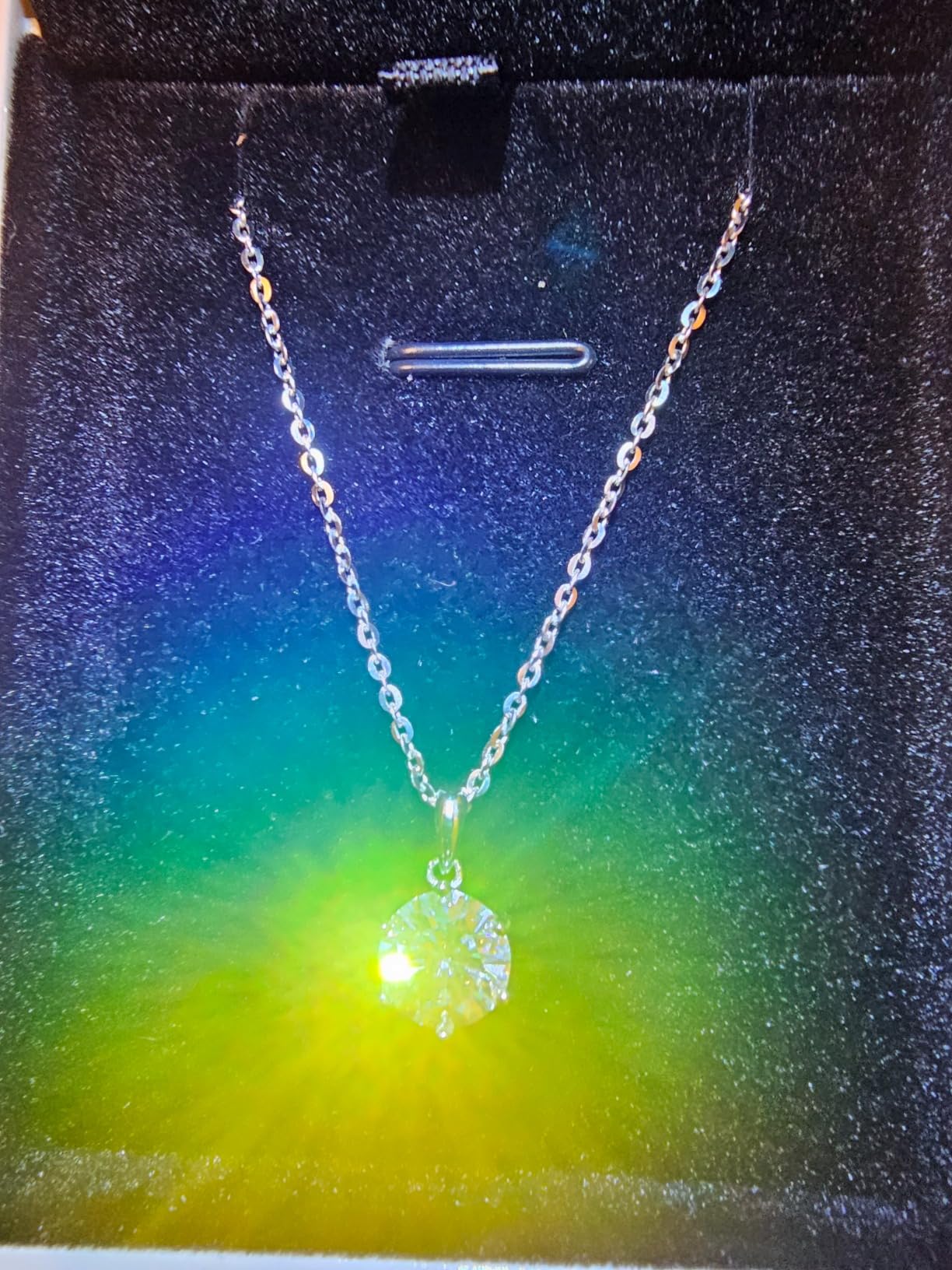 SecreTalk Moissanite Pendant Necklace, Women 1-5CT White Gold Plated S925 customer photo 1
