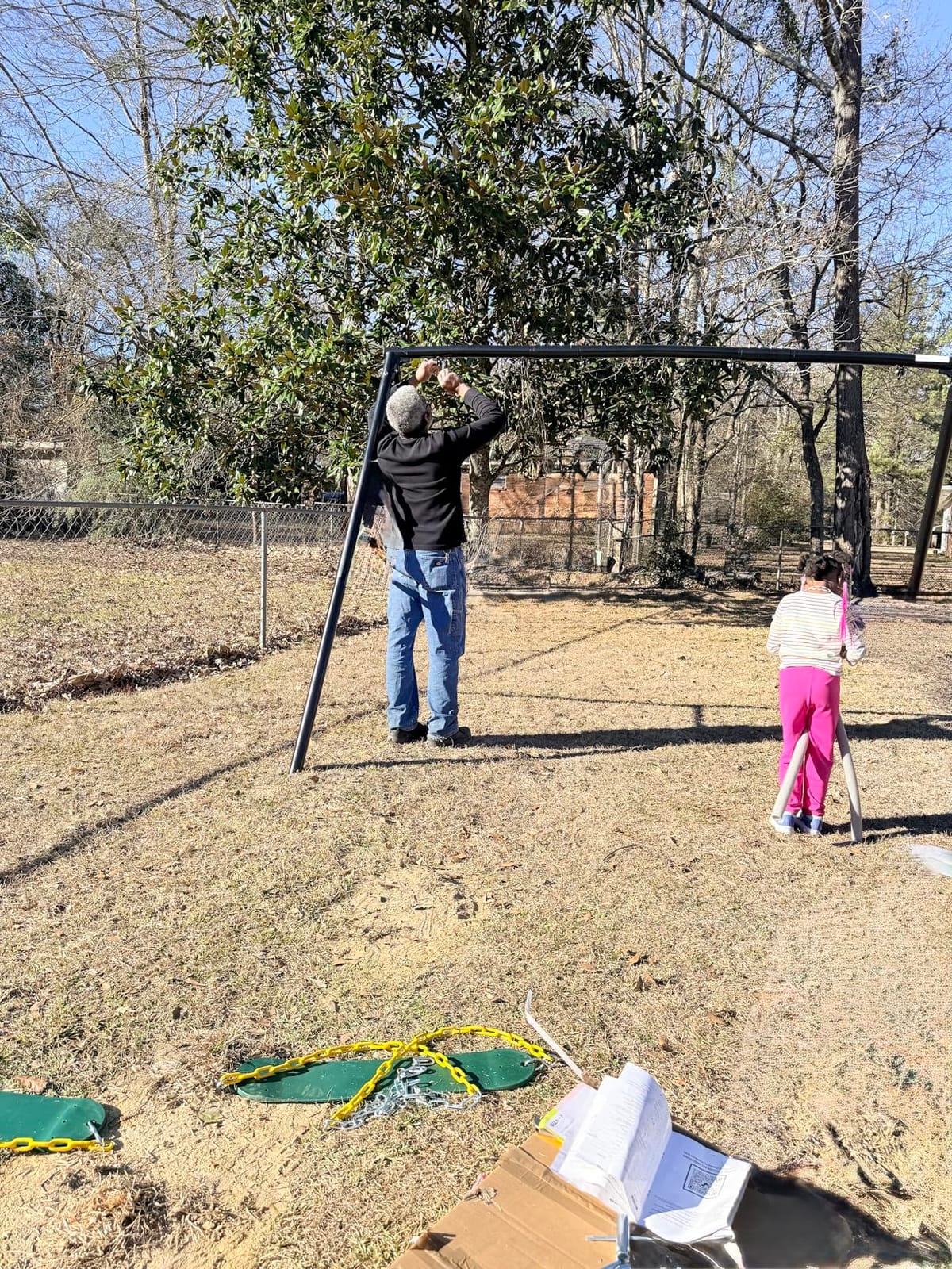 Hapfan 600lb Heavy Duty Swing Set for Outdoor Backyard with 3 Swings Black customer photo 1