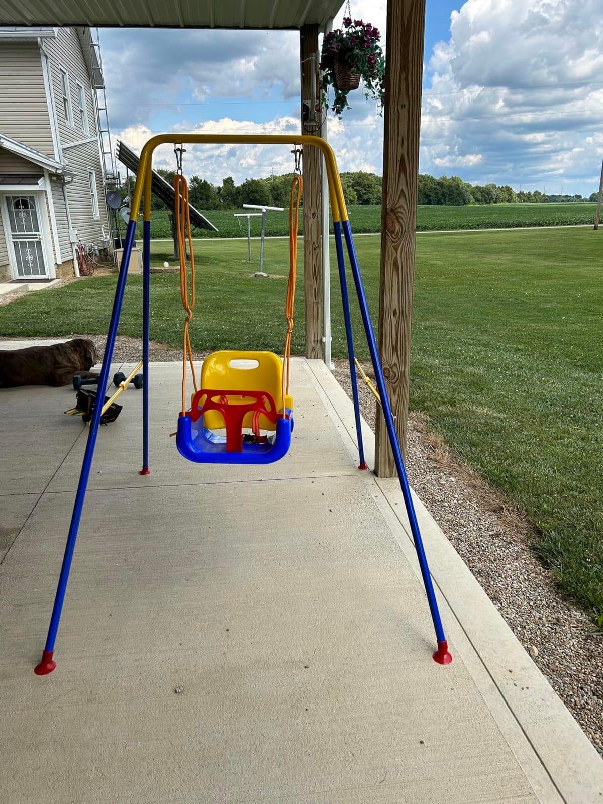 FUNLIO Toddler Swing with Foldable Metal Stand for Toddlers Aged 1~10 Years, 3-in-1 Baby Swing Set with 4 Sandbags for Backyard/Indoor/Outdoor Play, Easy to Assemble & Store customer photo 1