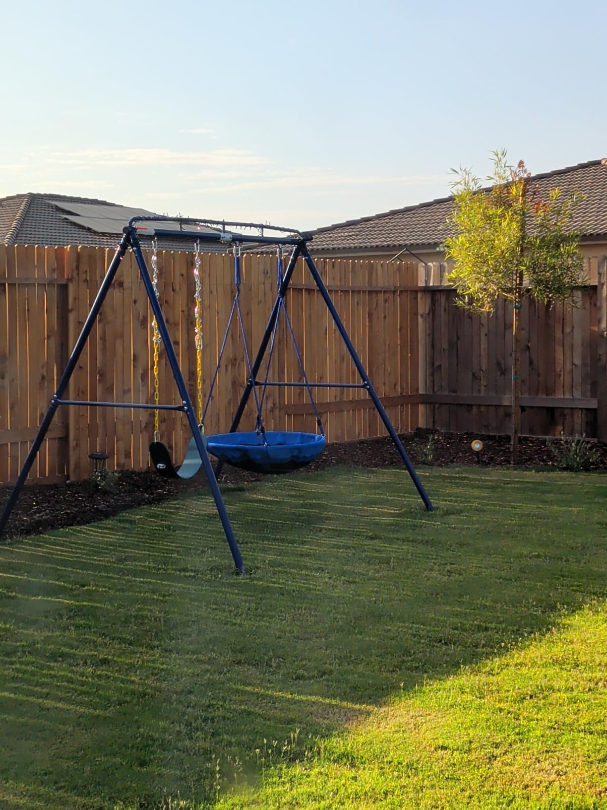 500lbs Heavy Duty Metal Saucer Swing Set Backyard Kids 45