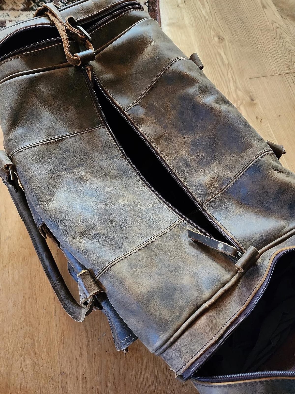 Large duffel bags for men holdall leather travel bag overnight gym sports weekend bag customer photo 1