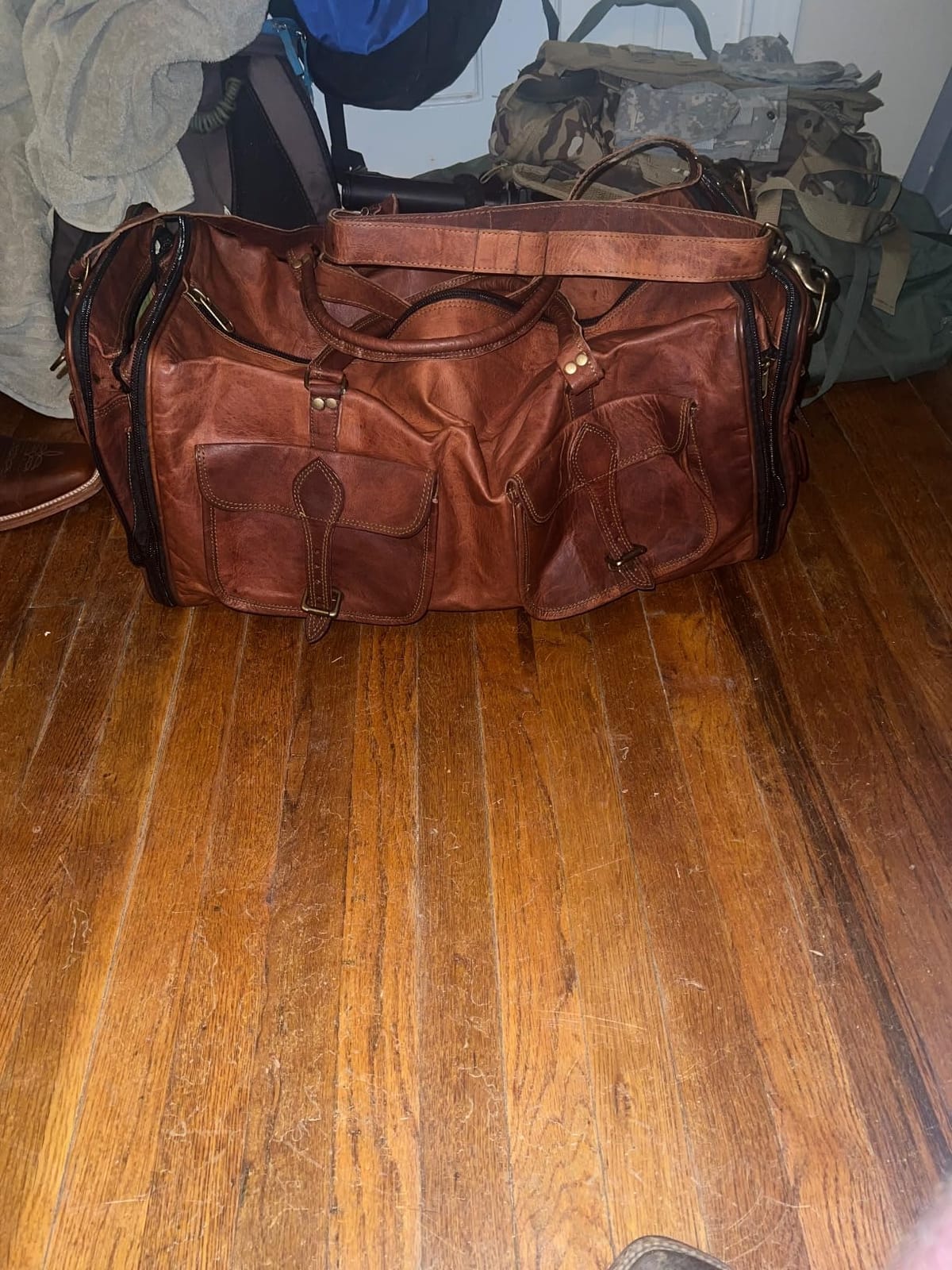 Genuine Leather Duffle Bag 24 Inch Handmade Vintage Travel Case Luggage Bags for Men, Overnight Carry On Duffel Bag Medium Weekender Gym Bag for Men and Women customer photo 2