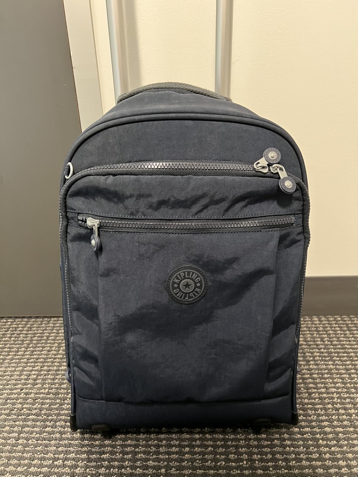 Kipling Women's Gaze Large Rolling, Durable, Wheeled Backpack with Adjustable Shoulder Straps, Nylon Book Bag, True Blue Tonal, 8.25