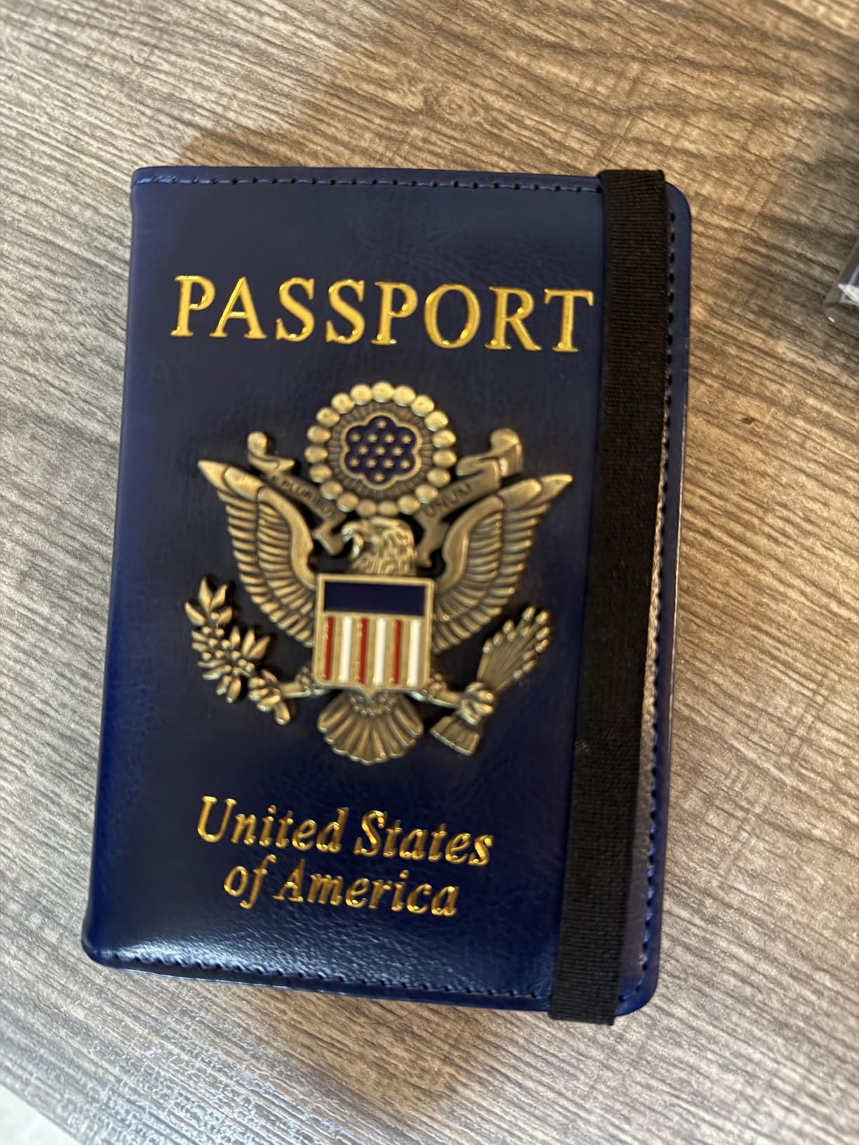 TOURSUIT RFID Blocking Passport Holder, Leather Travel Wallet, Dark Blue customer photo 1