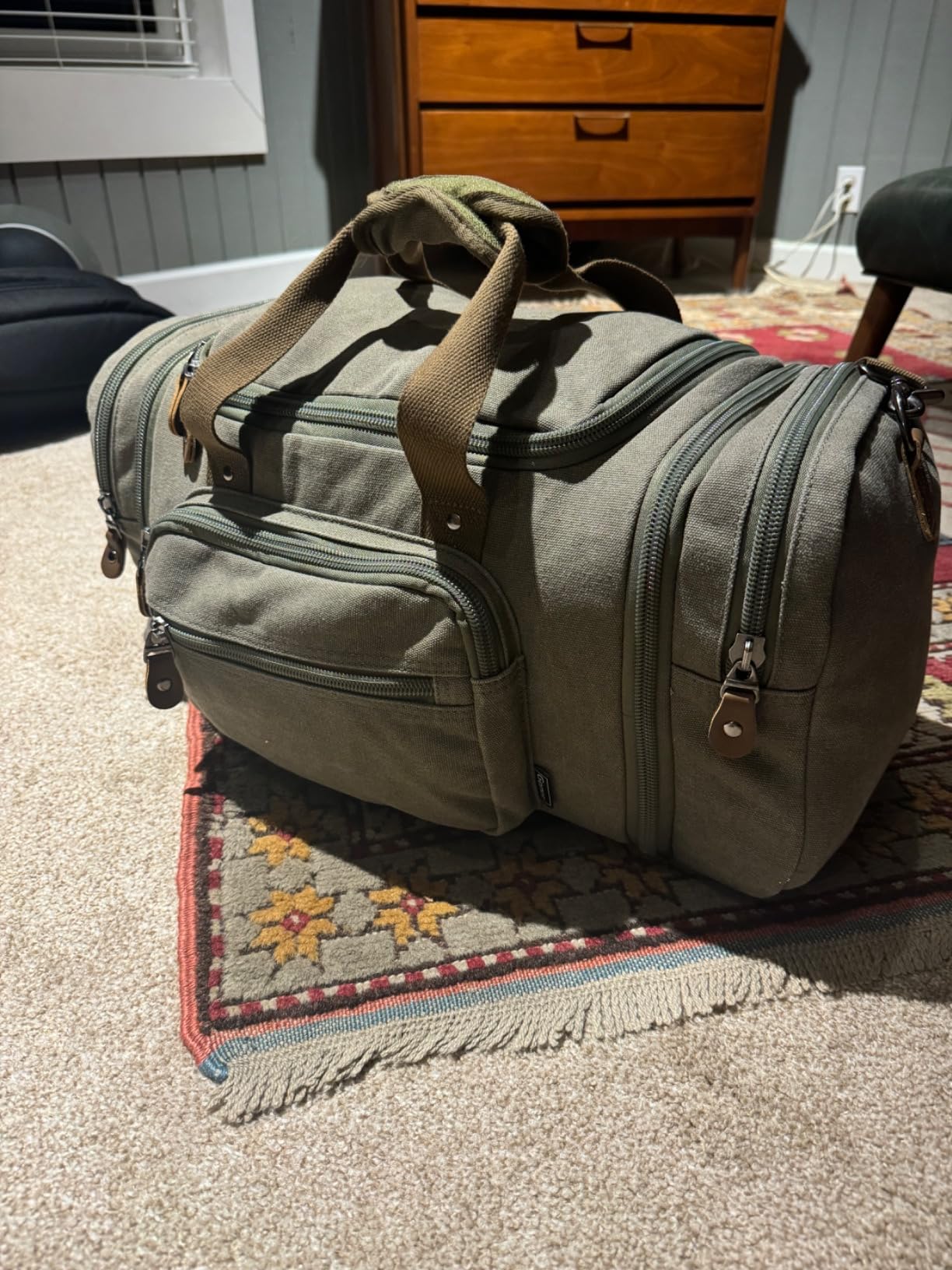 Gonex Canvas Duffle Bag, Expandable 50L Travel Overnight Weekender Bag customer photo 2