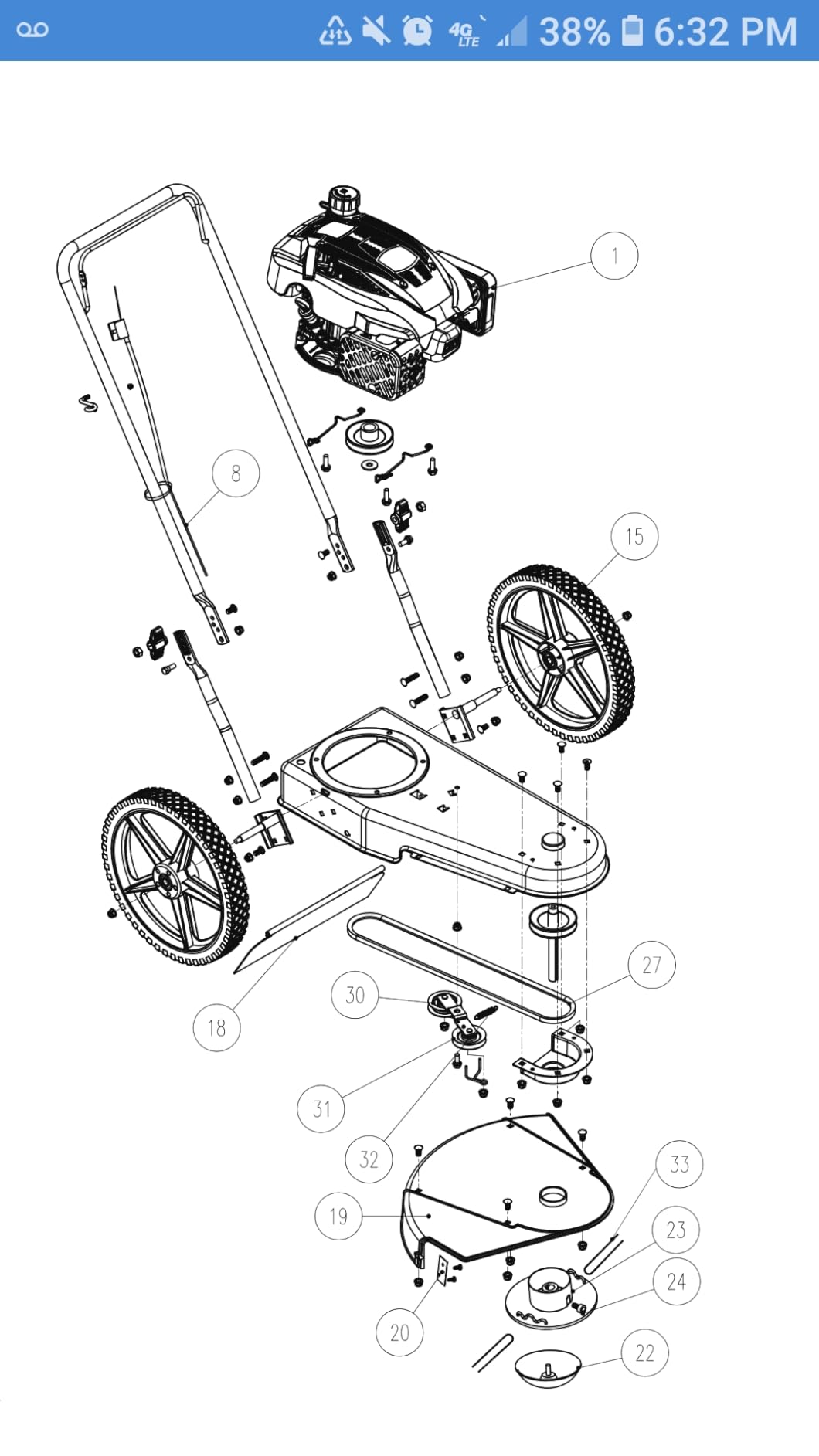SENIX High Wheel Gas Walk Behind Brush Cutter and String Trimmer, 22-Inch Swatch with .155-Inch Line, 160 cc 4-Cycle Engine, Steel Deck, 14