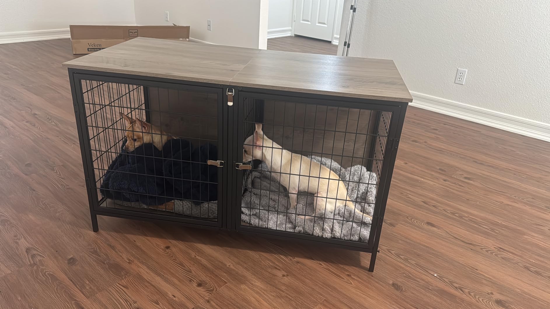 MAHANCRIS Dog Crate Furniture for 2 Dogs, 43.3