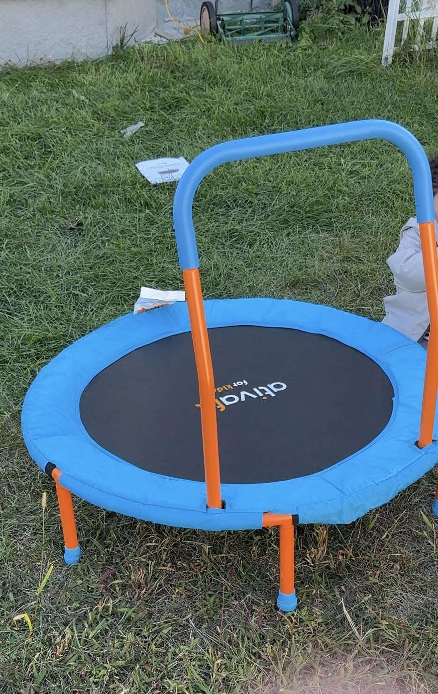 ATIVAFIT 36-Inch Toddler Trampoline with Foam Handle, Foldable Indoor Outdoor Mini Rebounder for Kids Ages 2–6 customer photo 1