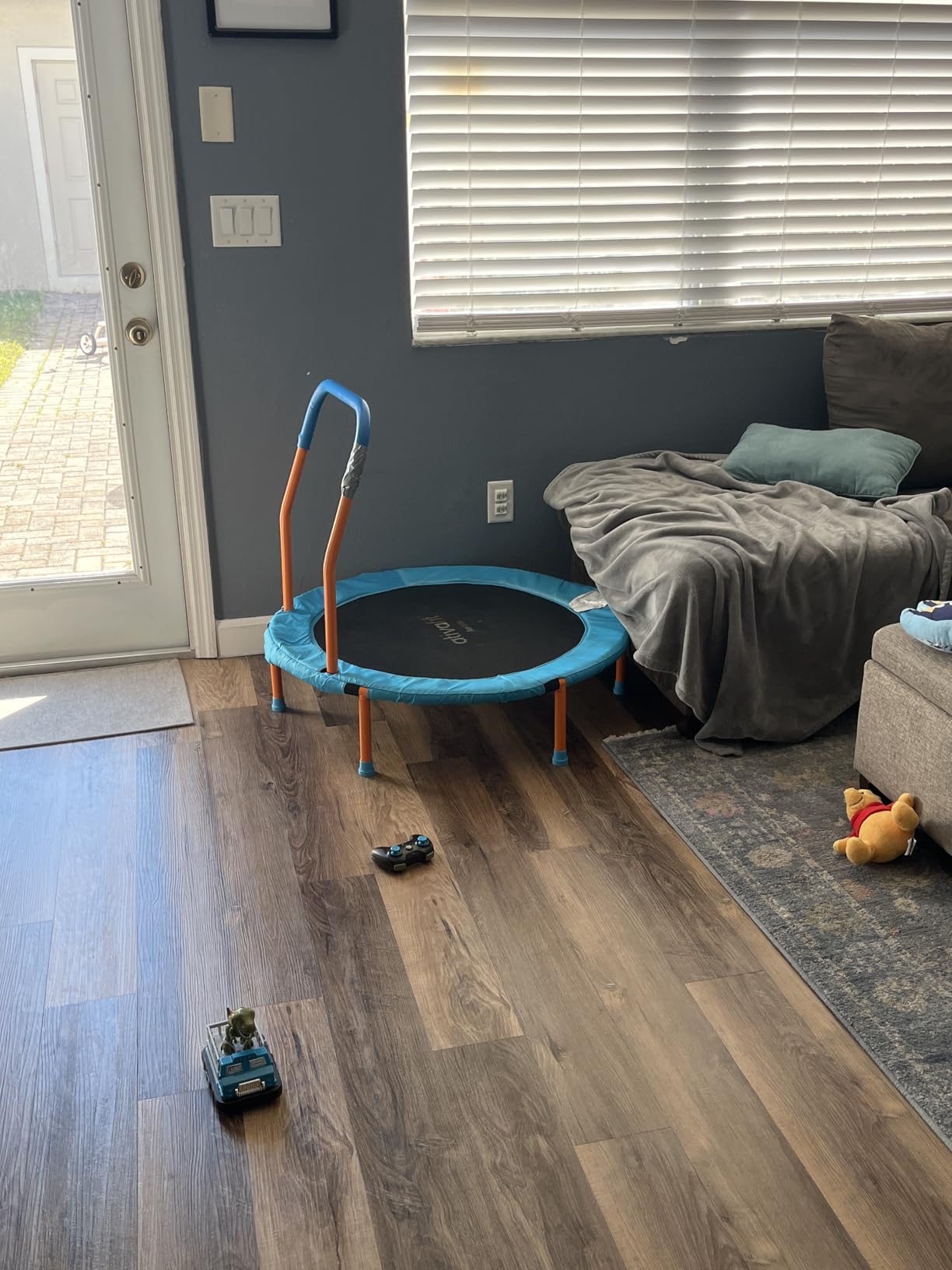 ATIVAFIT 36-Inch Toddler Trampoline with Foam Handle, Foldable Indoor Outdoor Mini Rebounder for Kids Ages 2–6 customer photo 2