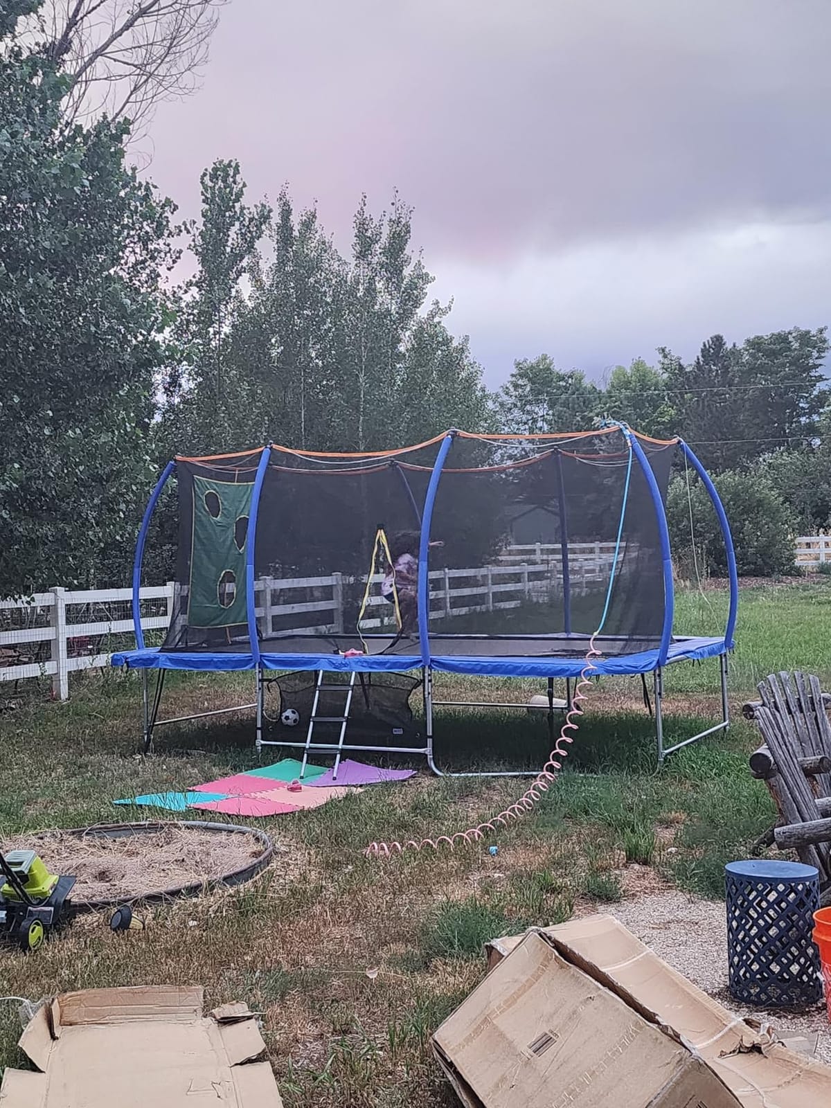 Lyromix 14FT & 16FT Outdoor Rectangle Trampoline for Kids & Adults, Curved Poles, Pumpkin Color, Light, Sprinkler, Soccer & Storage Bag customer photo 1