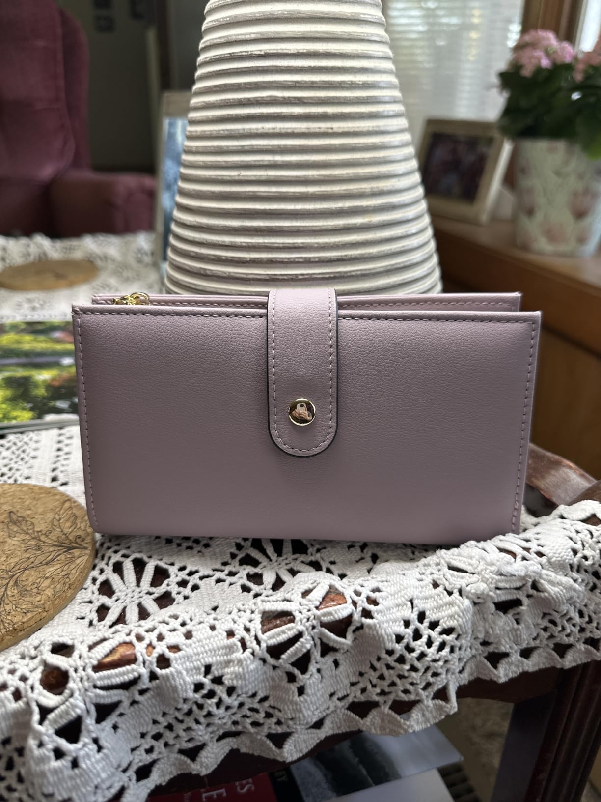 yiijay Women's Wallets RFID Blocking Leather Trifold Clutch Wallet Credit Card Holder Ladies Travel Wallet Purse with Passport/Pen Holder customer photo 2