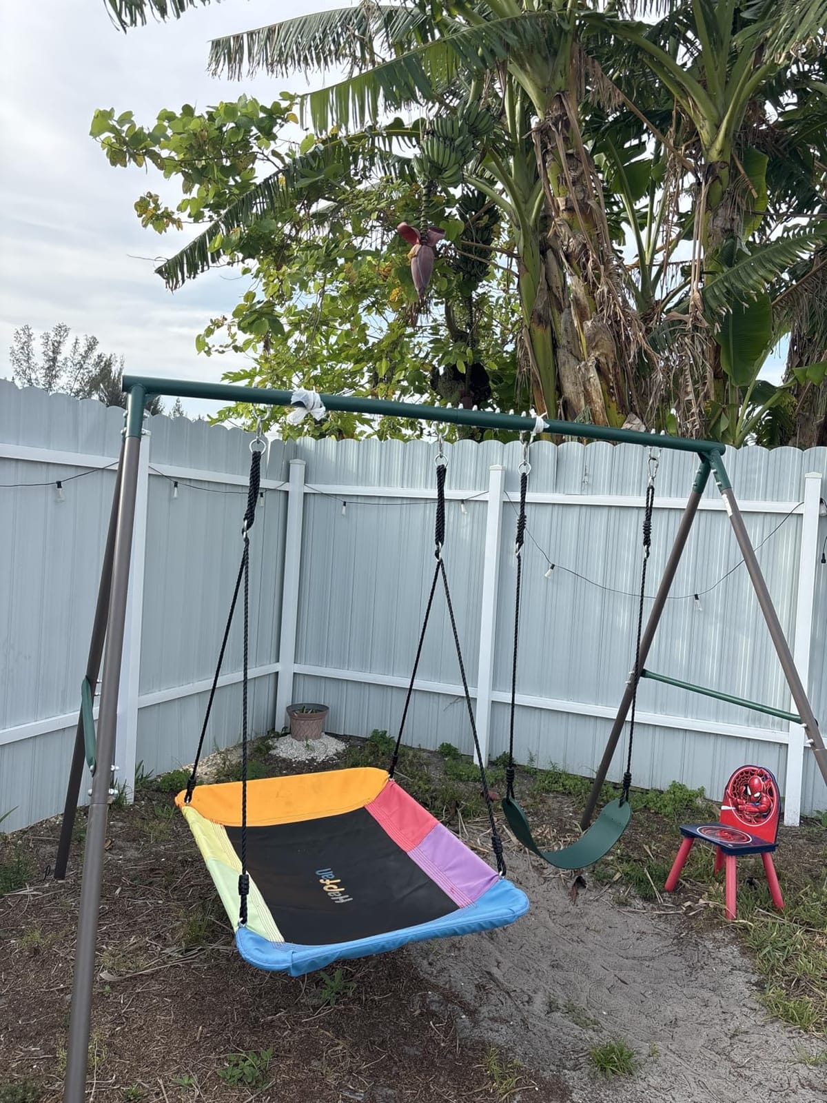 Hapfan Metal Swing Sets for Backyard for Kids with Double Tree Swings customer photo 1