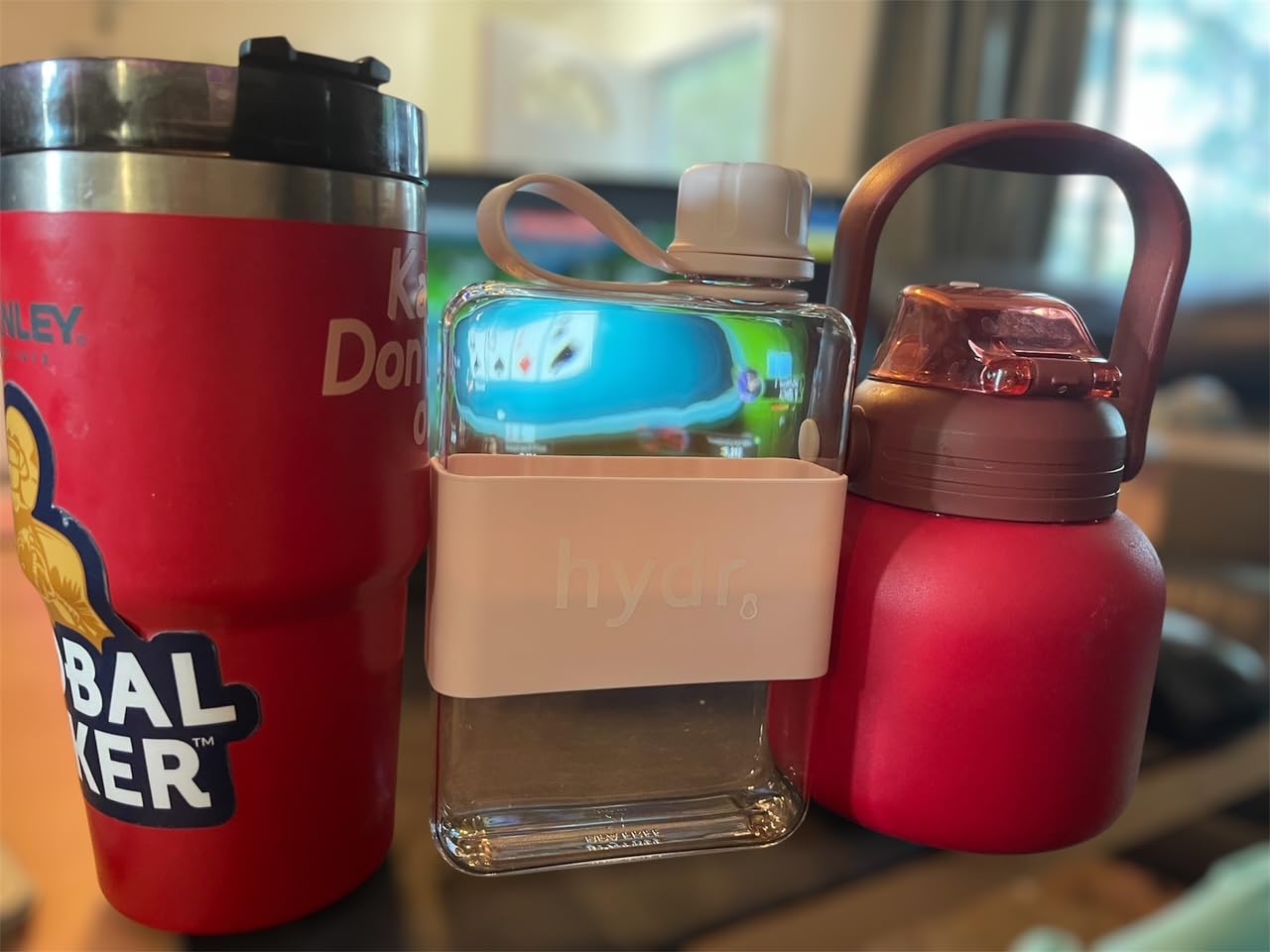 hydr | 17oz Flat Water Bottle For Purse & Flexible Cleaning Brush | Tritan BPA Free Square Water Bottle | Leak/Drop Proof Slim Water Bottles For Travel, small water bottles mini customer photo 2