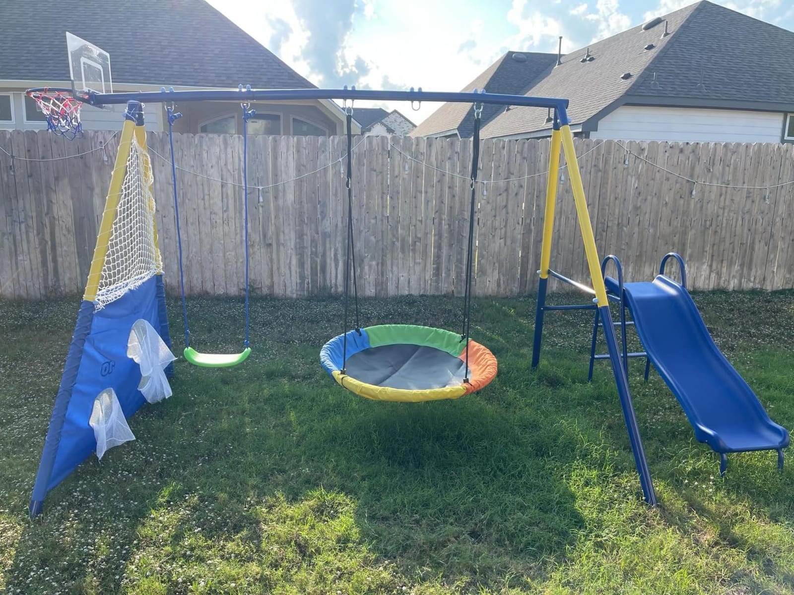 5-in-1 Kids Swing Sets for Backyard with Slide customer photo 1