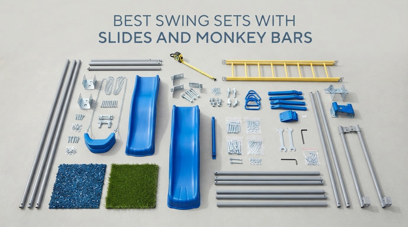 best swing sets with slides and monkey bars
