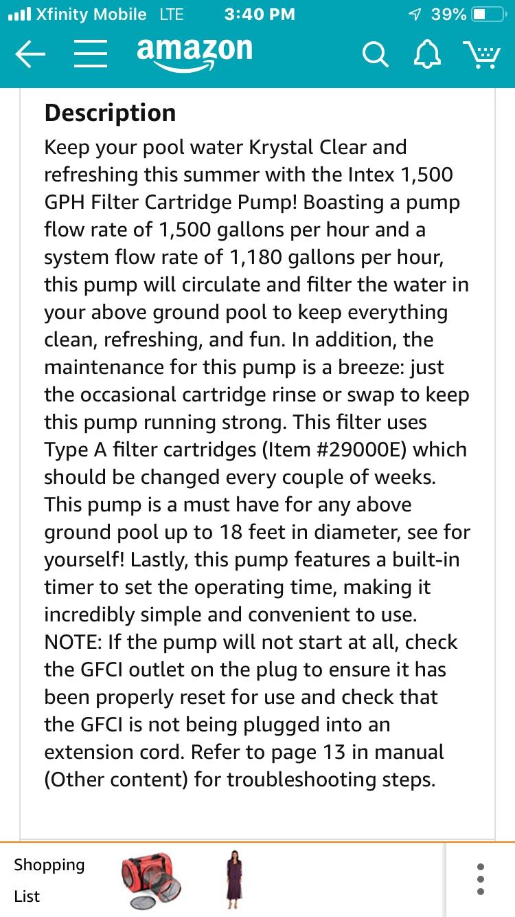 Intex 1500 GPH Easy Set Swimming Pool Filter Pump with Timer | 56635E customer photo 1