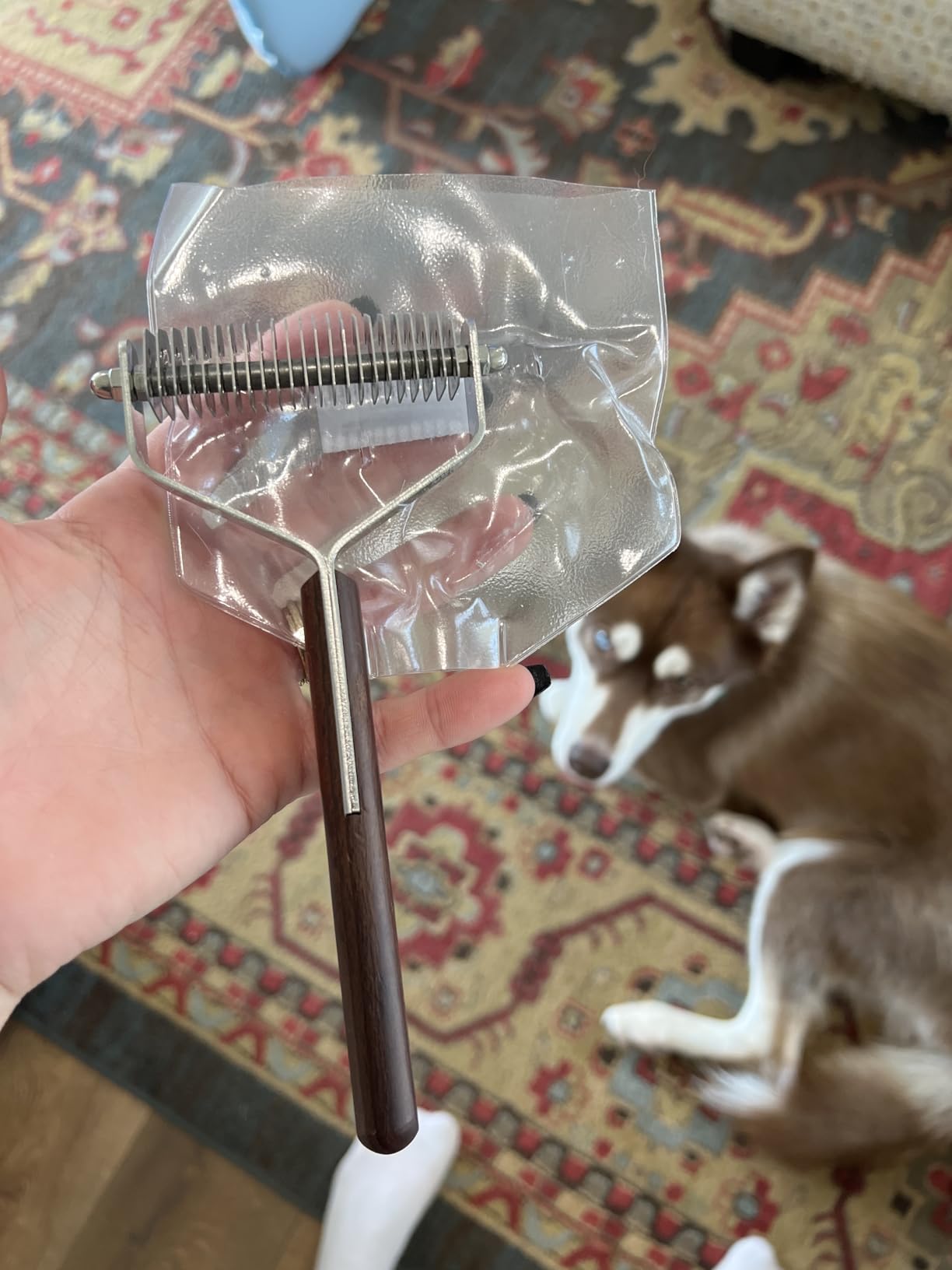 Mars Coat King Double Wide Dematting Undercoat Grooming Rake Stripper Tool for Dogs and Cats, Stainless Steel with Wooden Handle, Made in Germany, 23-Blade customer photo 2