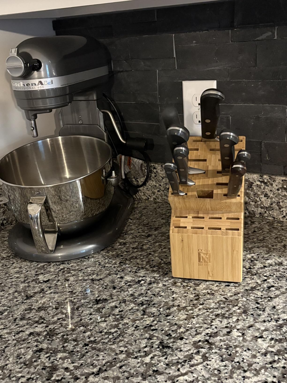 Cook N Home Bamboo Knife Block 20-Slot Universal Knife Holder Countertop customer photo 1