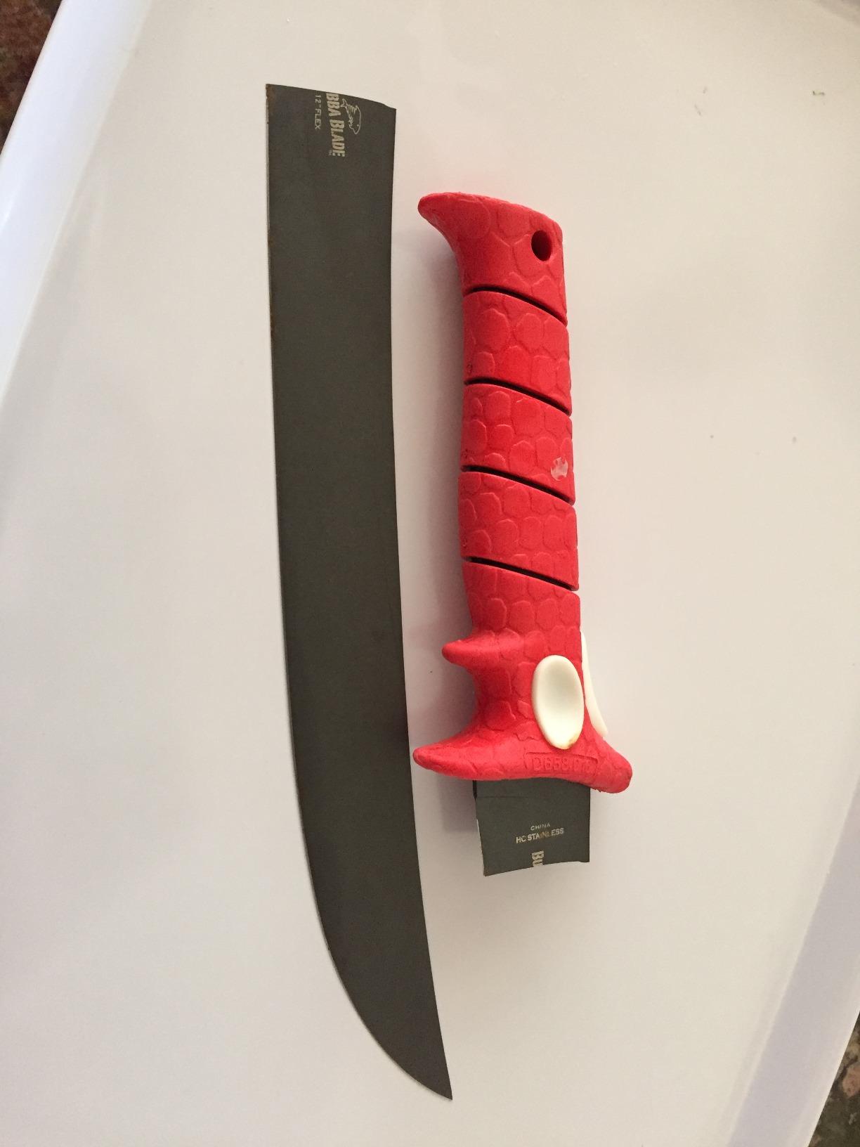 BUBBA 12 Inch Flex Curved Fillet Knife with Non-Slip Grip Handle, Full Tang Stainless Steel Non-Stick Titanium Blade, Lanyard Hole and Synthetic Sheath for Fishing customer photo 1