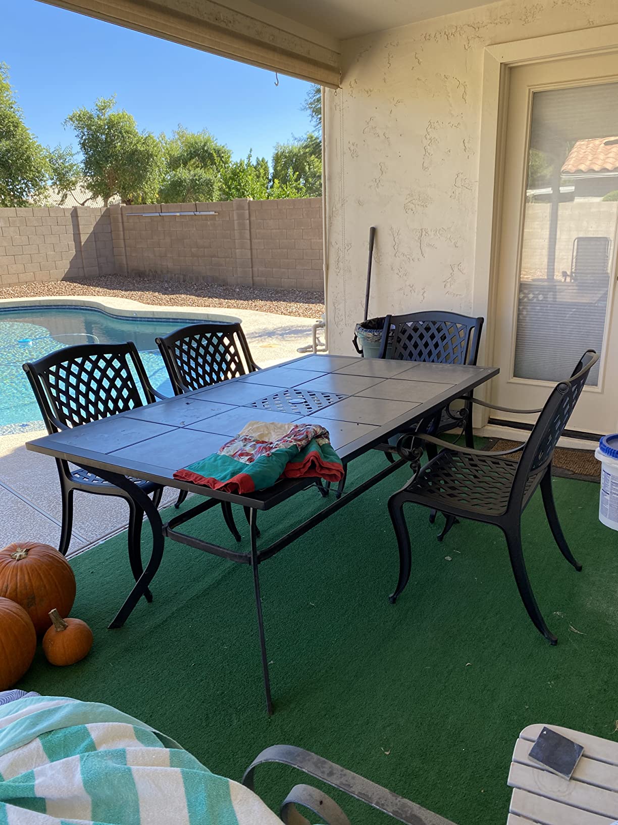 Christopher Knight Home Hallandale Cast Aluminum Outdoor Dining Set, 5-Pcs Set, Black Sand customer photo 1