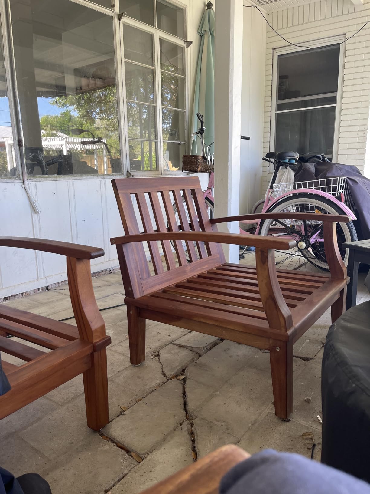 Modway EEI-1143-NAT-NAV-SET Marina Premium Grade A Teak Wood Outdoor Patio Armchair, Natural Navy customer photo 2