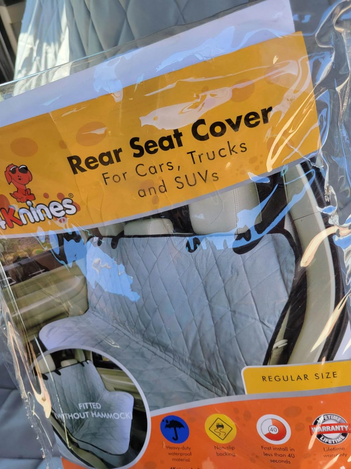 4Knines Heavy-Duty Rear Seat Cover for Dogs - Fitted, Black Reg customer photo 2