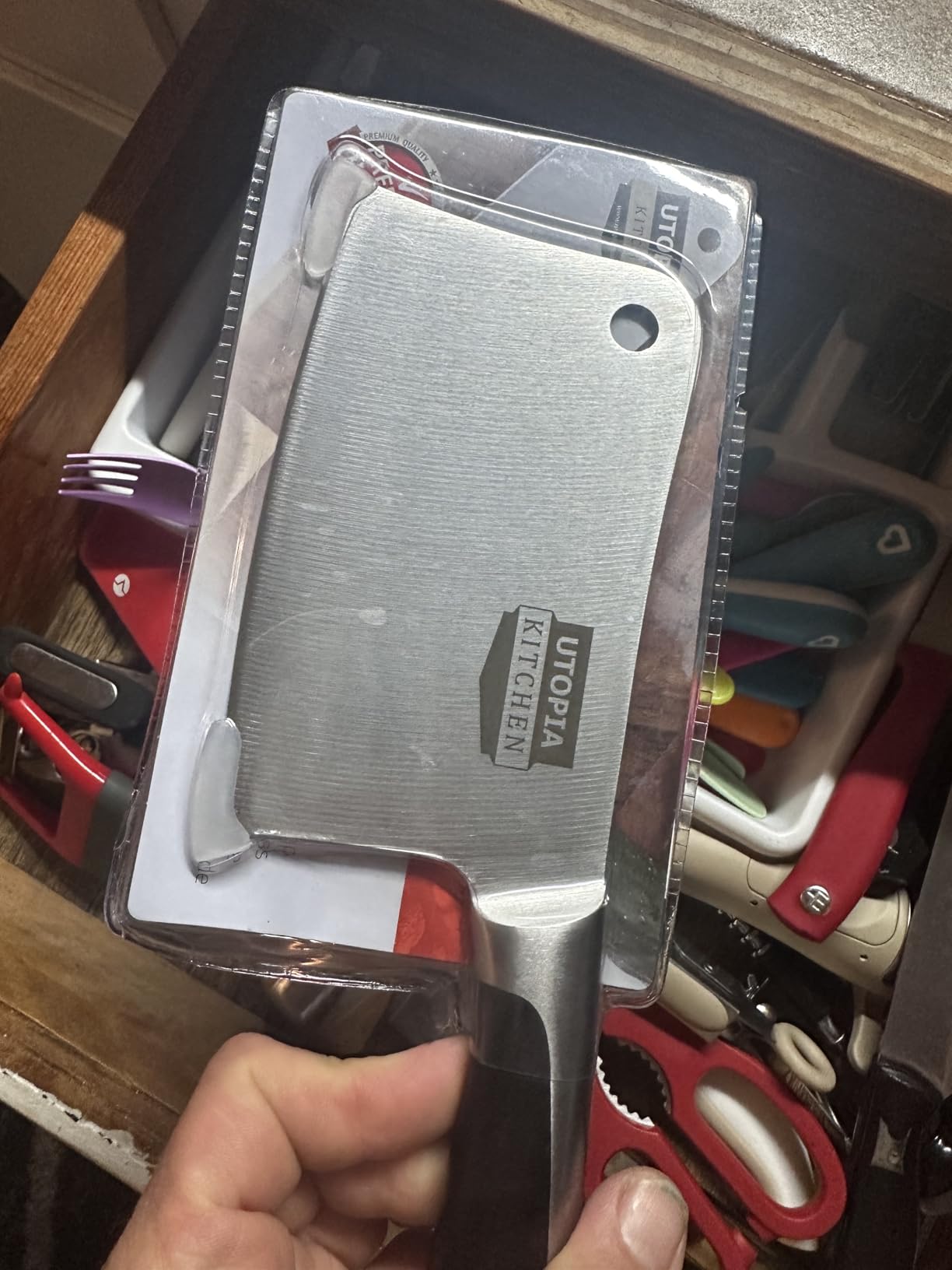 Utopia Kitchen Meat Cleaver Knife 7 Inch Bone Chopper Stainless Steel customer photo 2