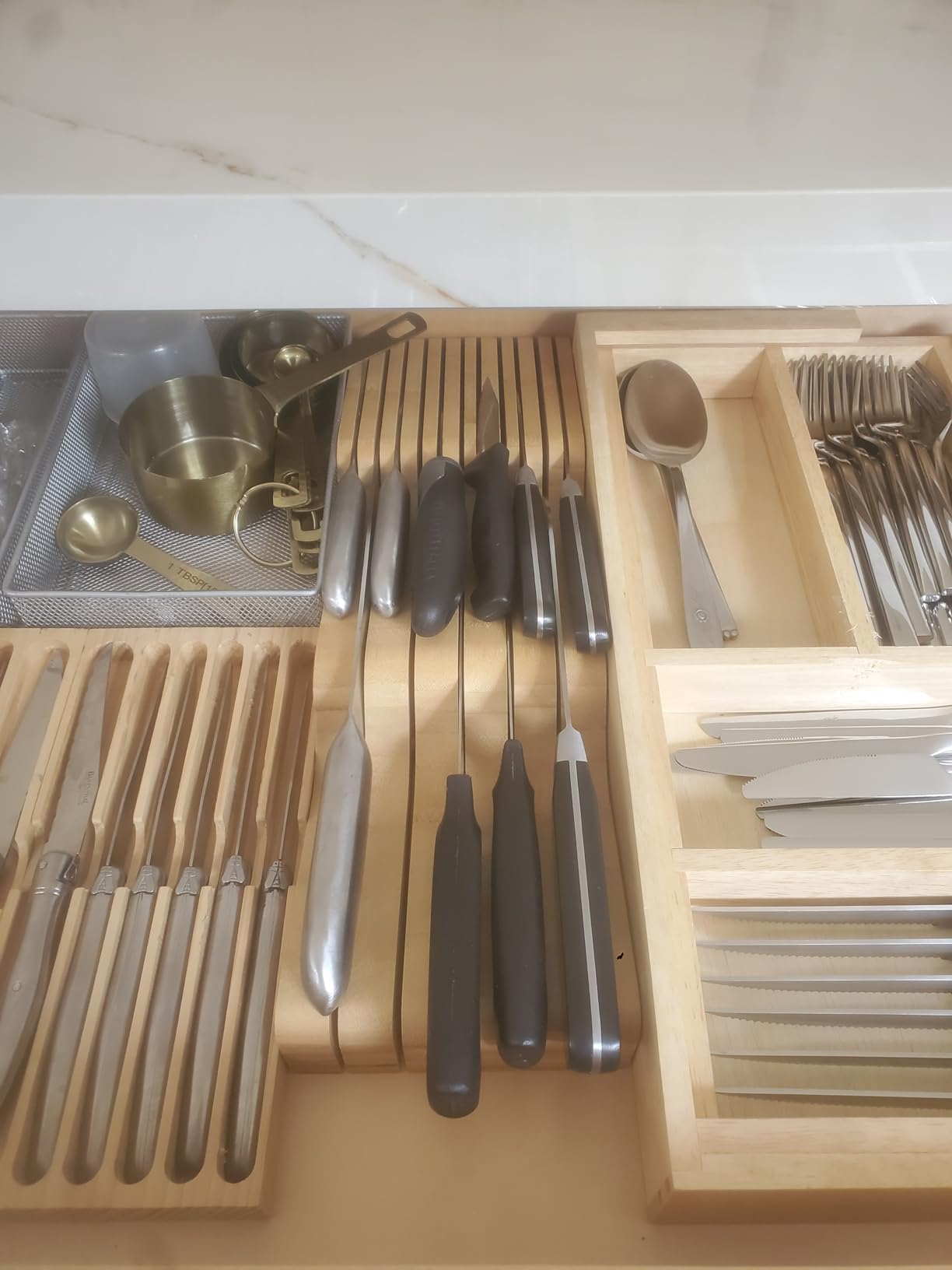 Bambüsi Knife Drawer Organizer 16 Slot In-Drawer Knife Block Holder, Bamboo customer photo 2