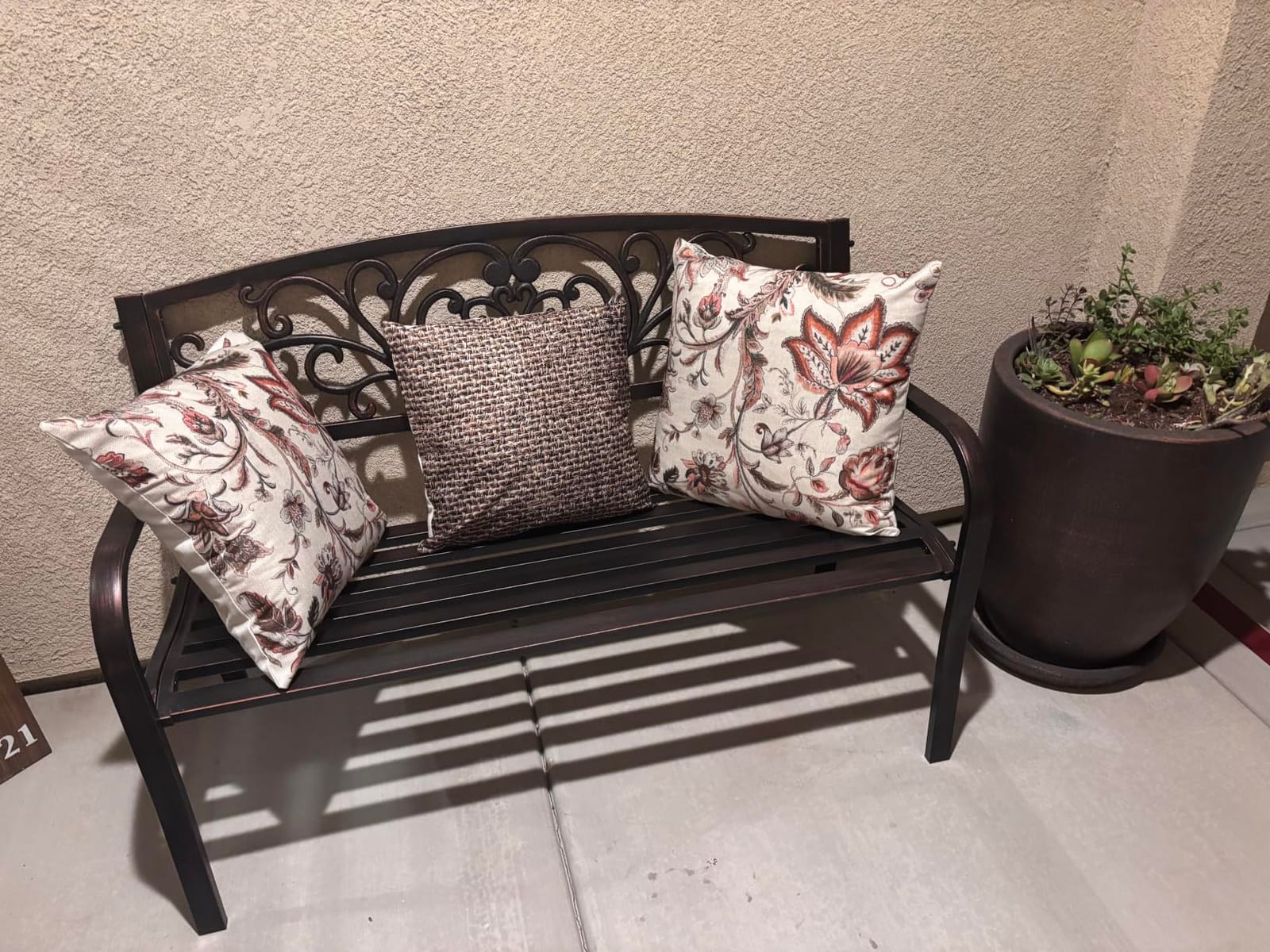Best Choice Products Outdoor Bench Steel Garden Patio Porch Furniture for Lawn, Park, Deck w/Floral Design Backrest, Slatted Seat - Black customer photo 2