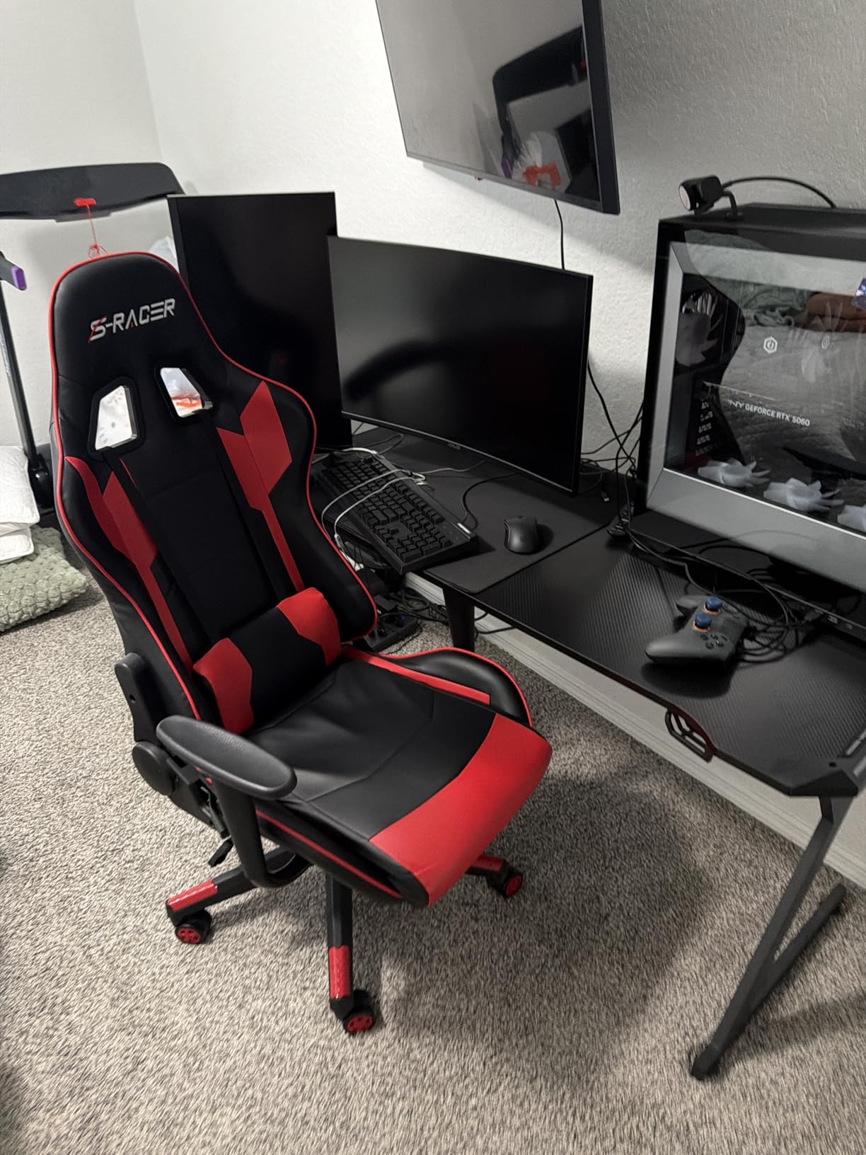 Homall Gaming Chair, Ergonomic Faux Leather High Back Office Chair, White customer photo 2
