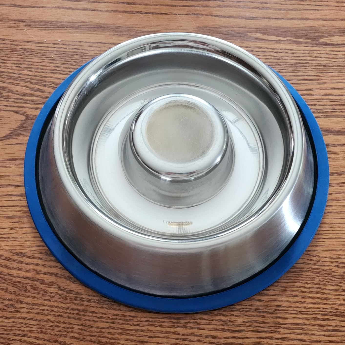 Mr. Peanut's Stainless Steel Interactive Slow Feed Dog Bowl with a Blue Base, Fun Healthy Bloat Stop Feeder (Large) customer photo 2