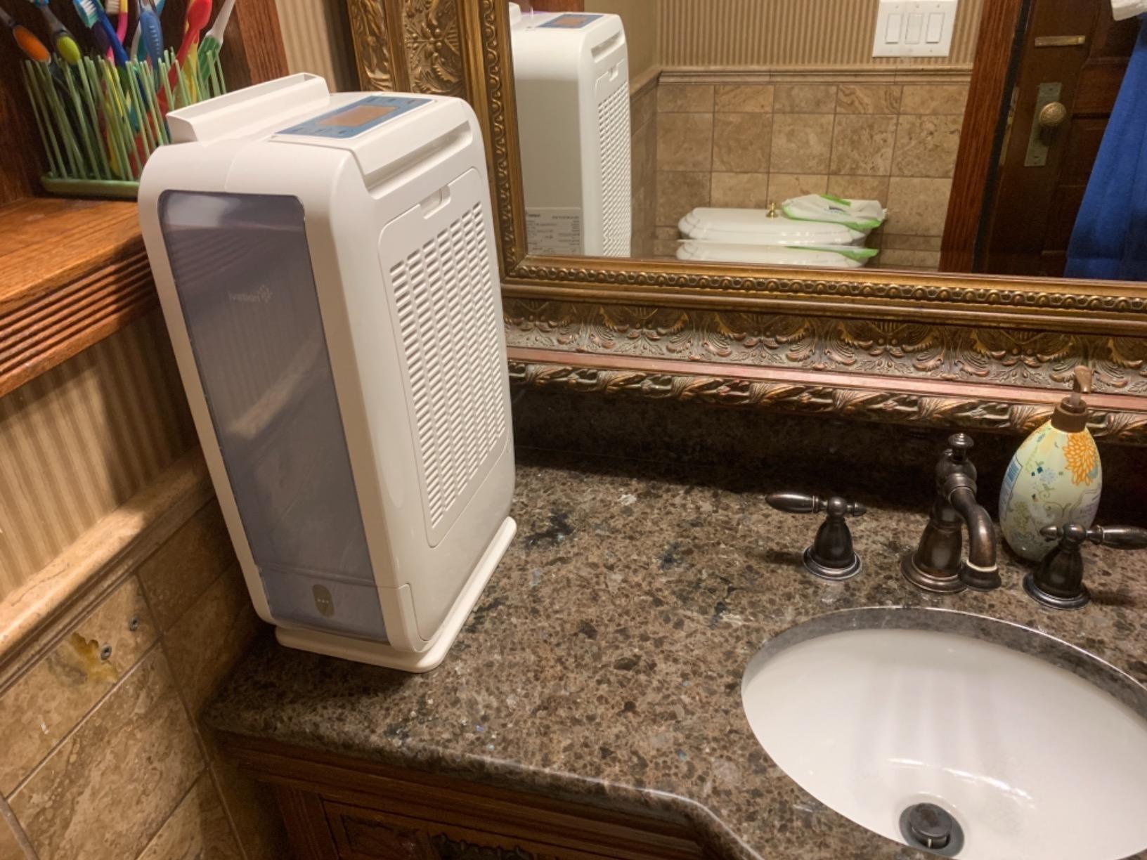 Ivation 13-Pint Small-Area Desiccant Dehumidifier Compact and Quiet - With Continuous Drain Hose for Smaller Spaces, Bathroom, Attic, Crawlspace and Closets - For Spaces Up To 270 Sq Ft, White customer photo 1