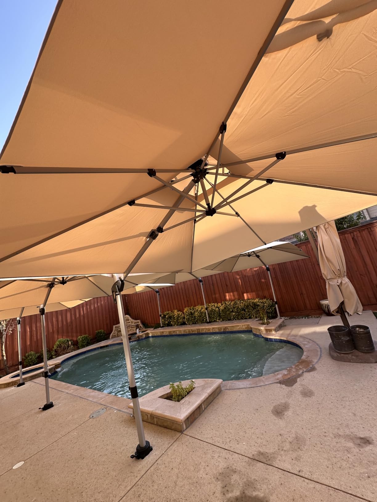 PURPLE LEAF Cantilever Patio Umbrellas 12' x 12' Large Double Top, Black customer photo 2